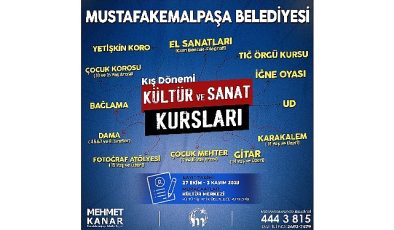 Mustafakemalpaşa’da kültür sanat kursları kış periyodu kayıtları başlıyor